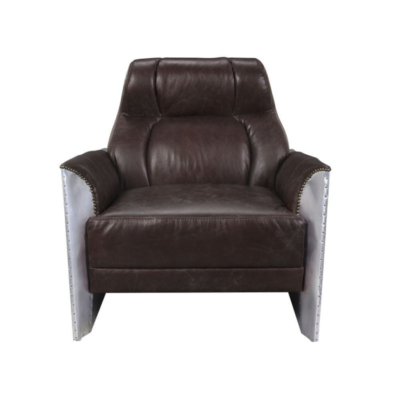 Brancaster - Accent Chair - Espresso Top Grain Leather & Aluminum