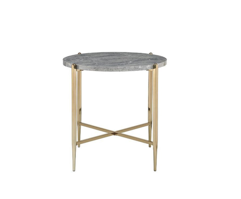 Tainte - End Table - Faux Marble & Champagne Finish