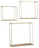 Efharis - Wall Shelf Set (Set of 3) - Natural / Gold Finish