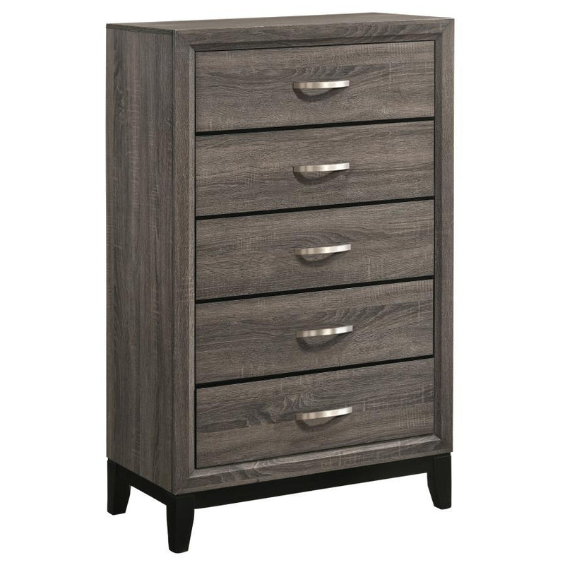 Watson - 5-Drawer Chest - Gray Oak And Black