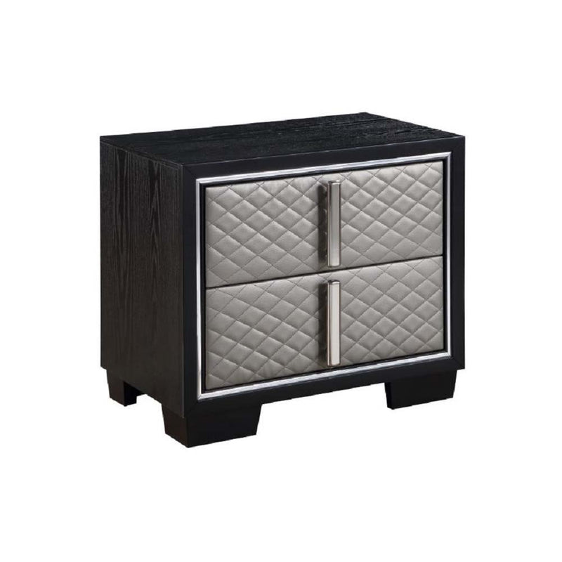 Nicola - Nightstand - Silver PU & Black Finish