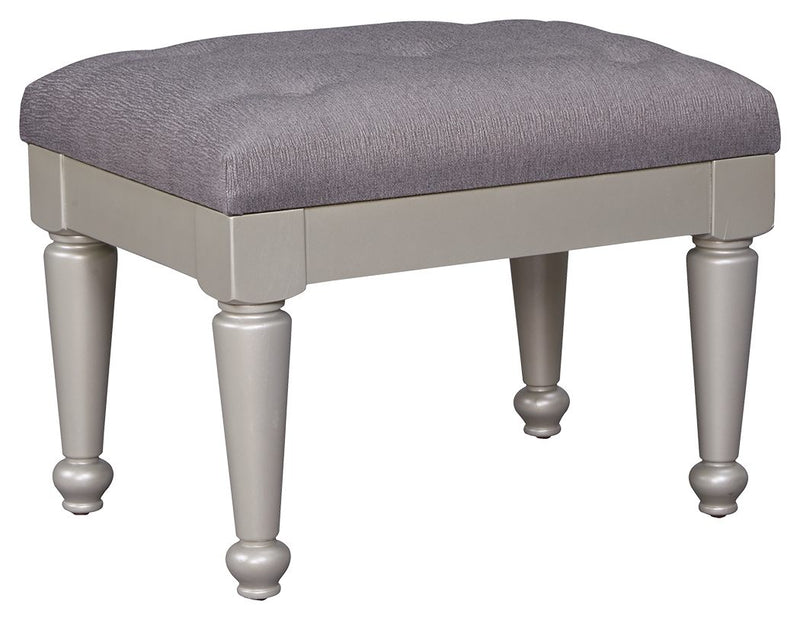 Coralayne - Silver - Upholstered Stool