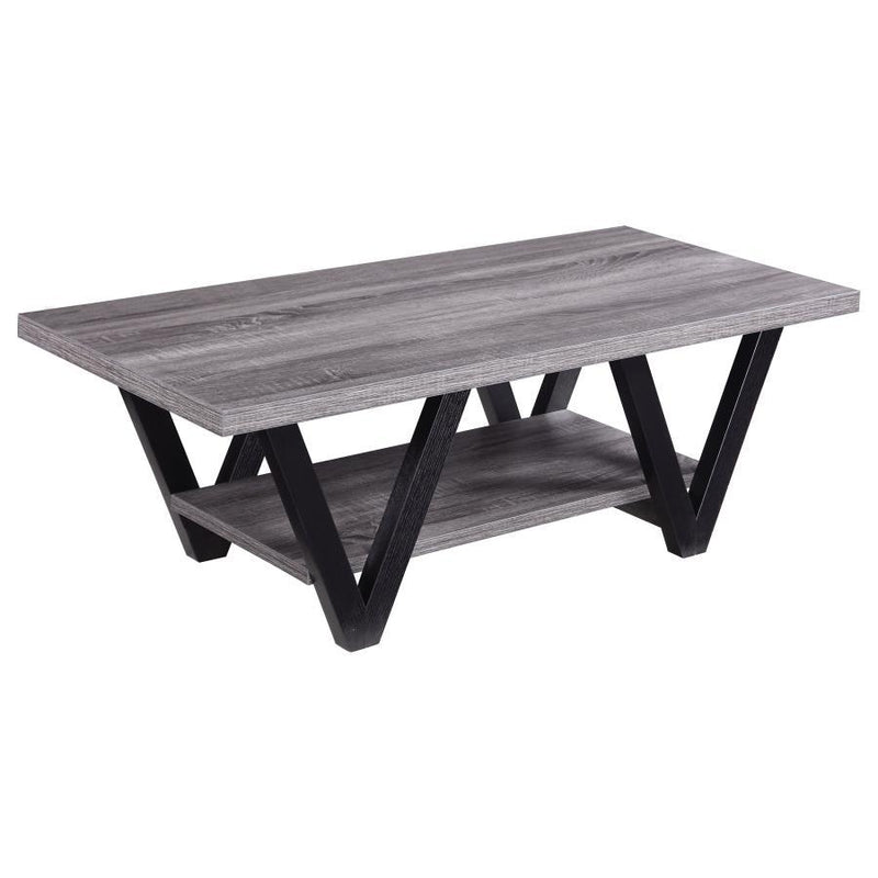 Stevens - V-Shaped Coffee Table - Black and Antique Grey