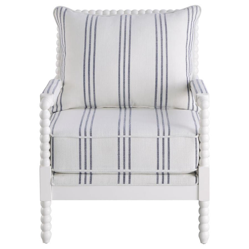 Blanchett - Upholstered Accent Chair With Spindle Accent - White And Navy