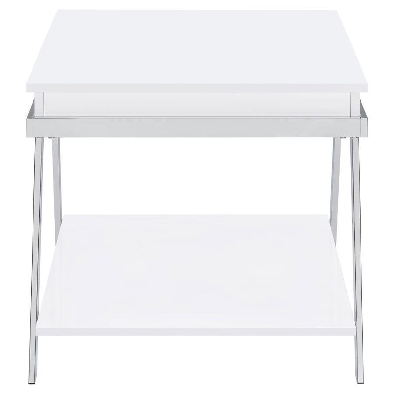 Marcia - Rectangular Side End Table - White High Gloss