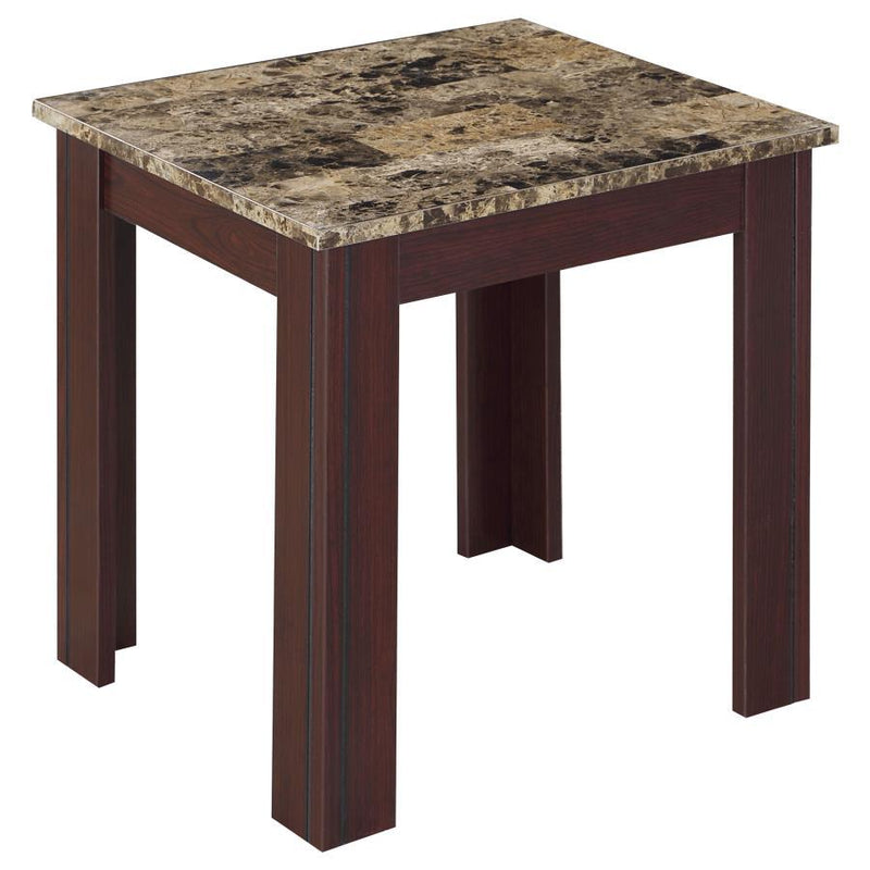 Rhodes - 3 Piece Faux Marble Top Occasional Set - Brown
