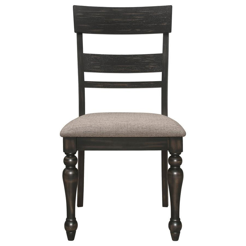 Bridget - Ladder Back Dining Side Chair (Set of 2) - Charcoal Sandthrough And Stone Brown