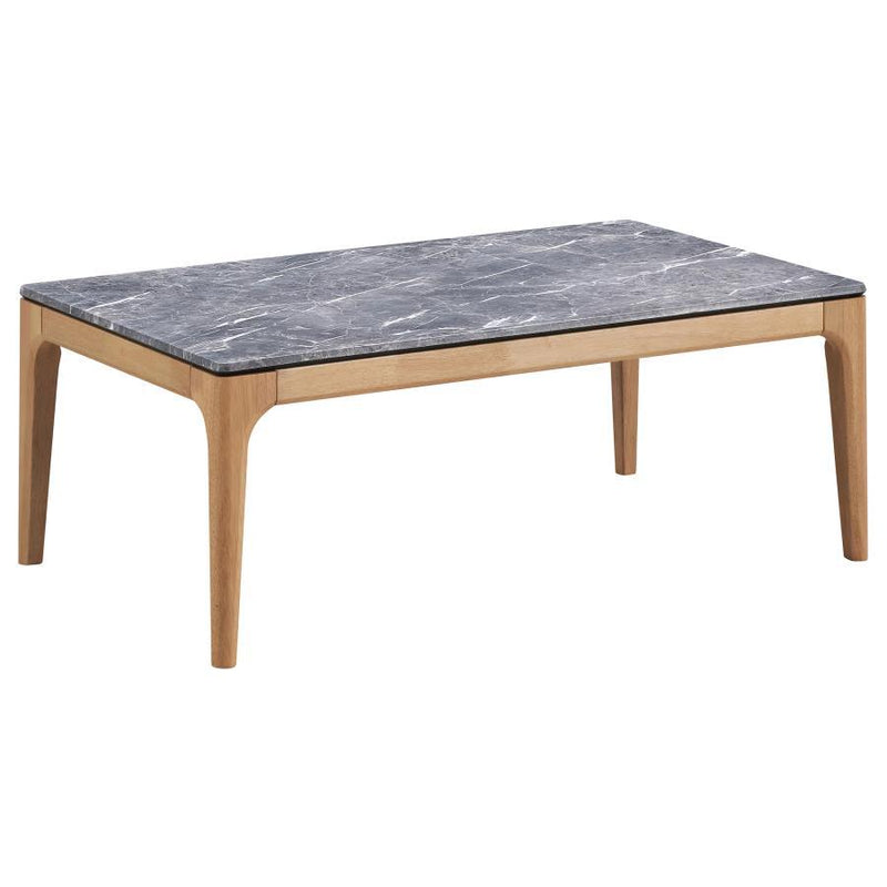 Polaris - Rectangular Coffee Table With Marble-Like Top - Teramo And Light Oak