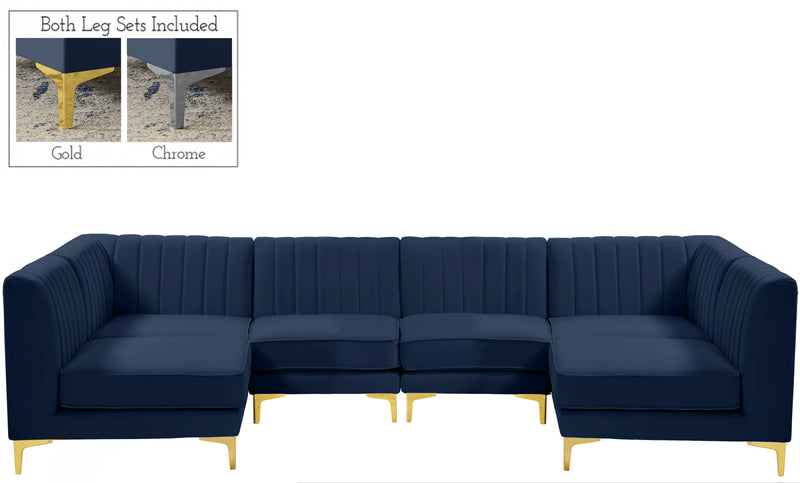 Alina - Modular Sectional 6 Piece - Navy - Fabric