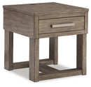Loyaska - Rectangular End Table - Grayish Brown