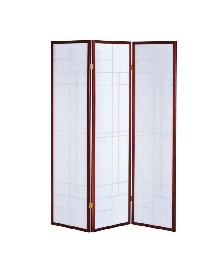 Katerina - 3-Panel Folding Floor Screen - White And Cherry