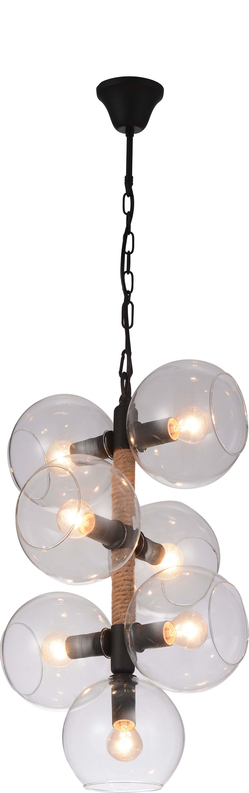 Okee - Ceiling Lamp - Black Satin & Amber Glass