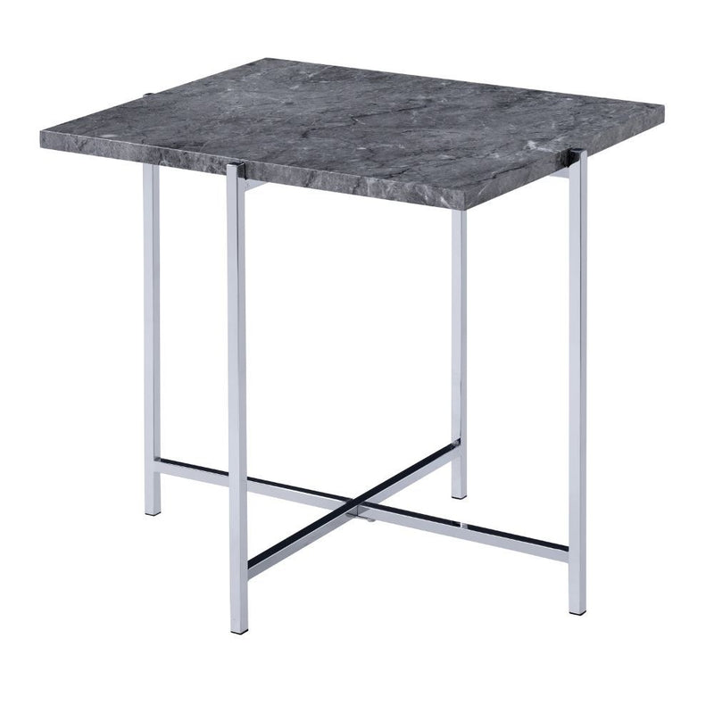 Adelae - End Table - Faux Marble & Chrome
