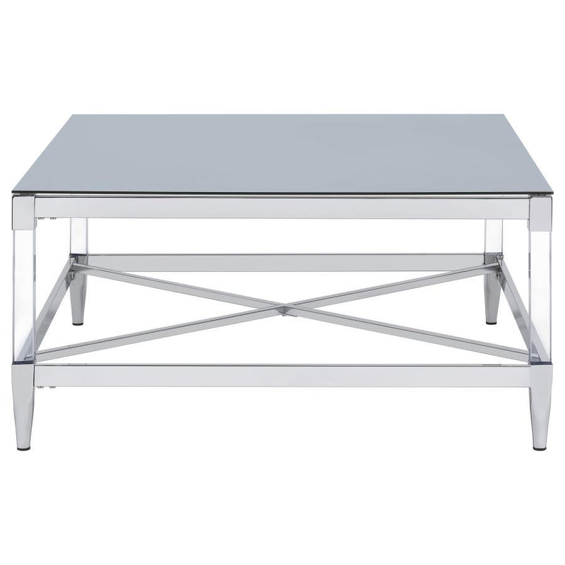 Lindley - Square Tempered Mirror Acrylic Coffee Table - Chrome