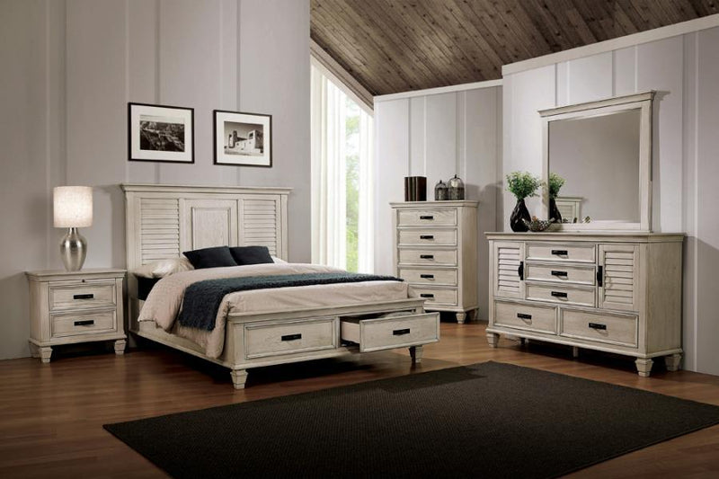 Franco - 4-Piece California King Storage Bedroom Set - Antique White