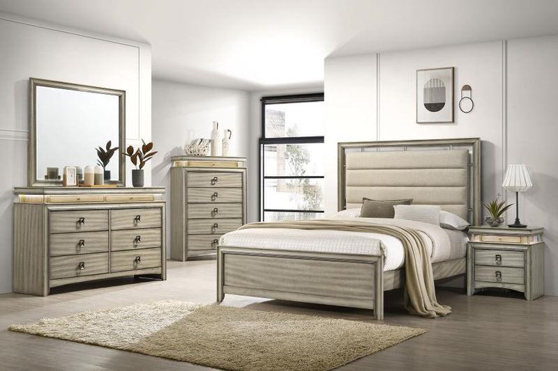 Giselle - 6-Drawer Bedroom Chest With LED - Rustic Beige