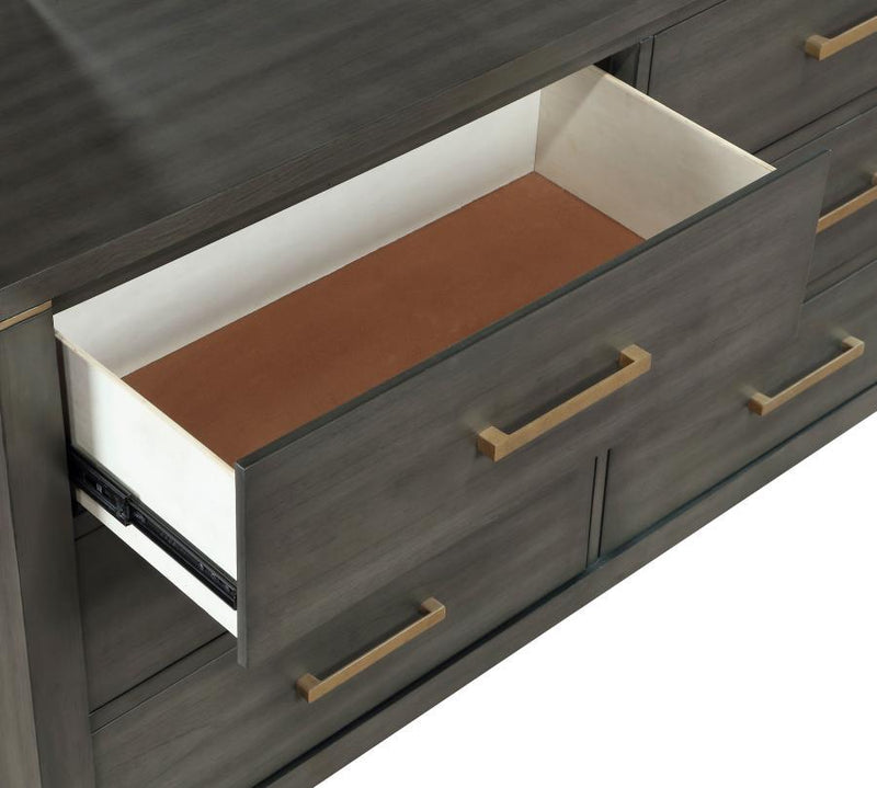 Kieran - 6-Drawer Bedroom Dresser - Gray