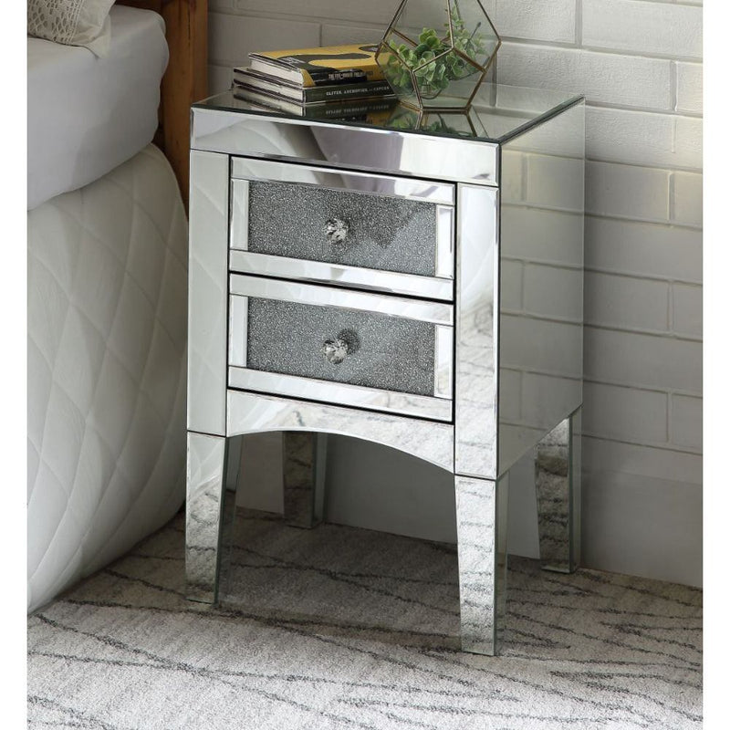 Nowles - Accent Table - Mirrored & Faux Stones - 24"