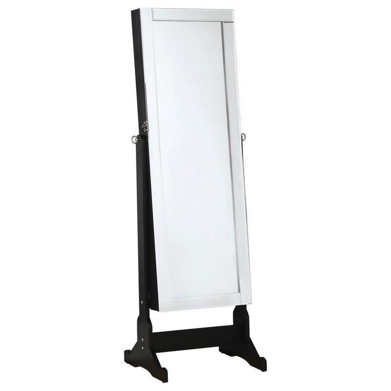 Cortez - Cheval Mirror With Jewelry Storage - Black