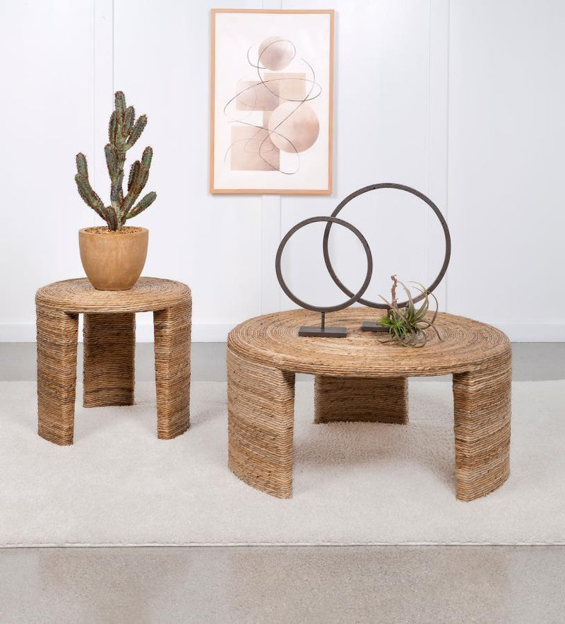 Artina - Woven Rattan Round Side End Table - Natural