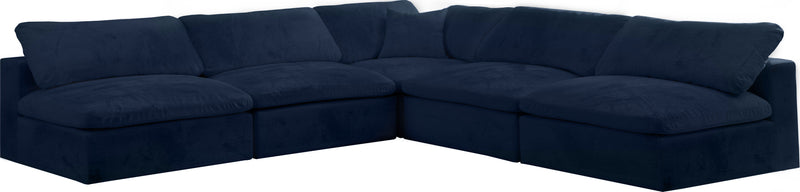 Cozy - Modular Sectional Cloud 5 Piece - Navy - Fabric