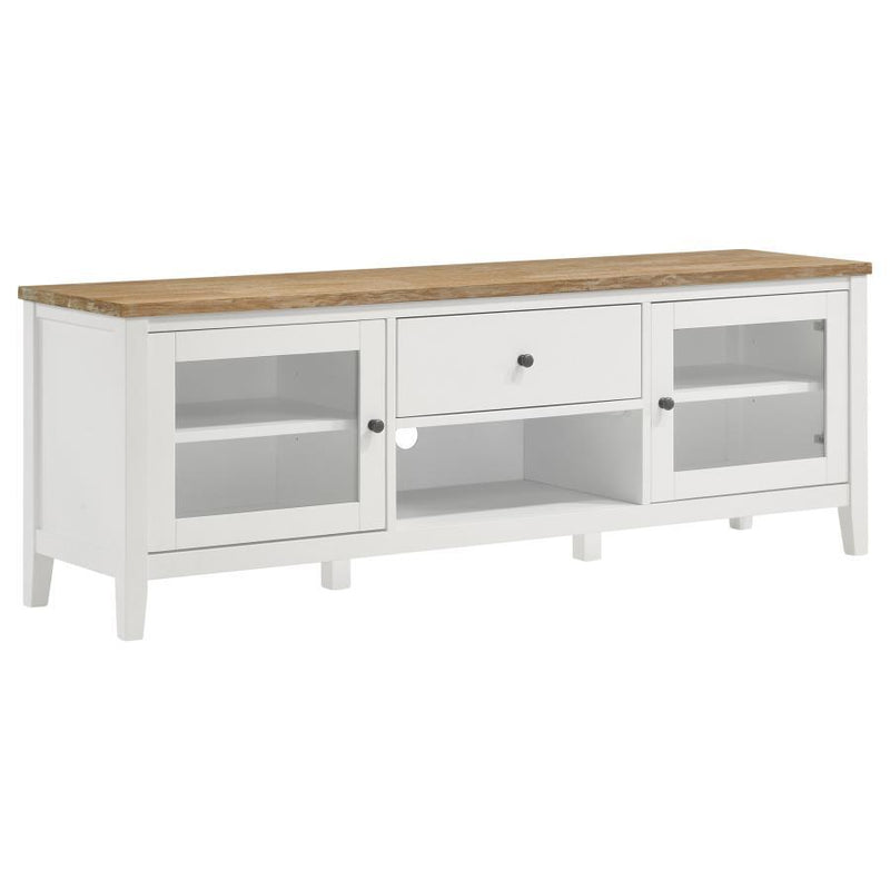 Angela - 2-Door Wooden 67" TV Stand - Brown And White