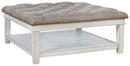 Kanwyn - Uph Ottoman Cocktail Table - Whitewash