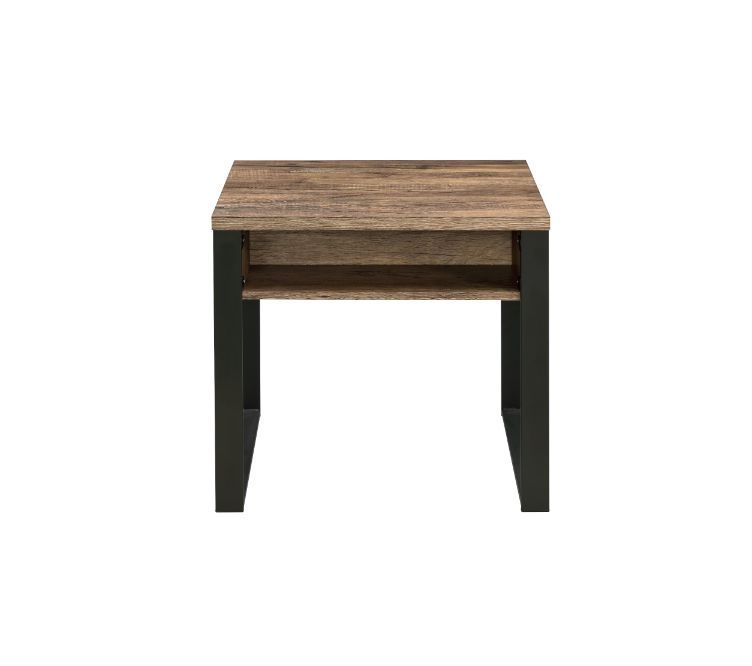 Aflo - End Table - Weathered Oak & Black Finish