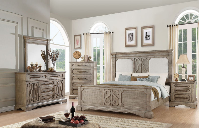Artesia - Queen Bed - Tan Fabric & Salvaged Natural