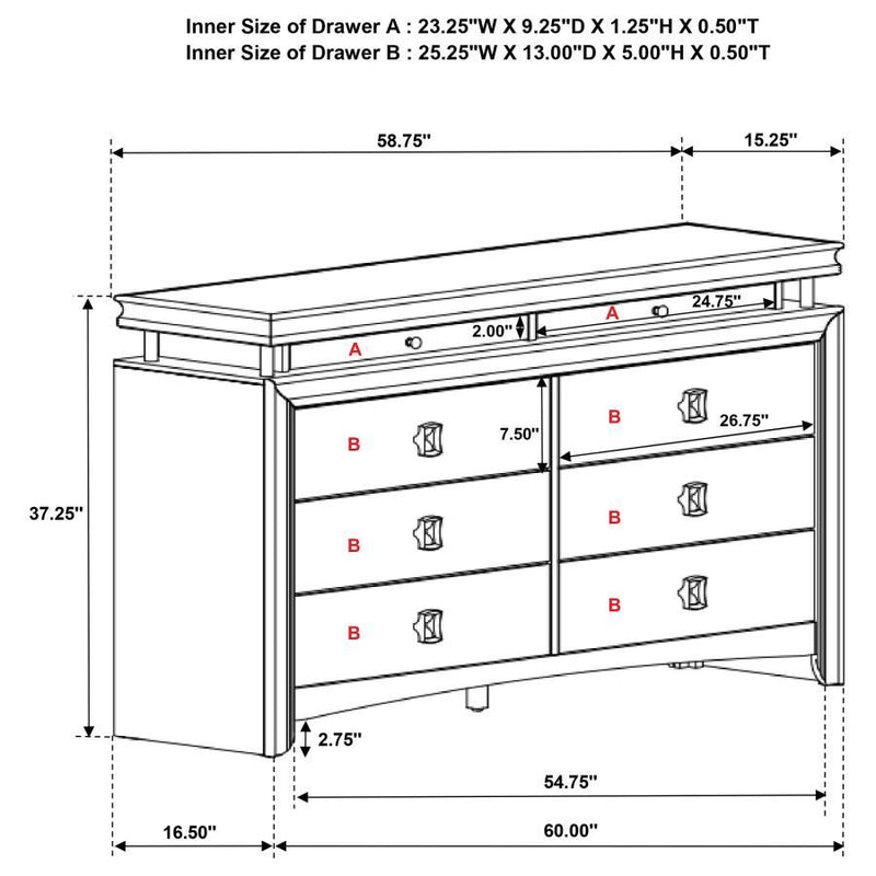 Giselle - 8-Drawer Bedroom Dresser With LED - Rustic Beige