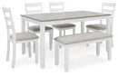 Stonehollow - Rectangular Drm Table Set (Set of 6) - White / Gray