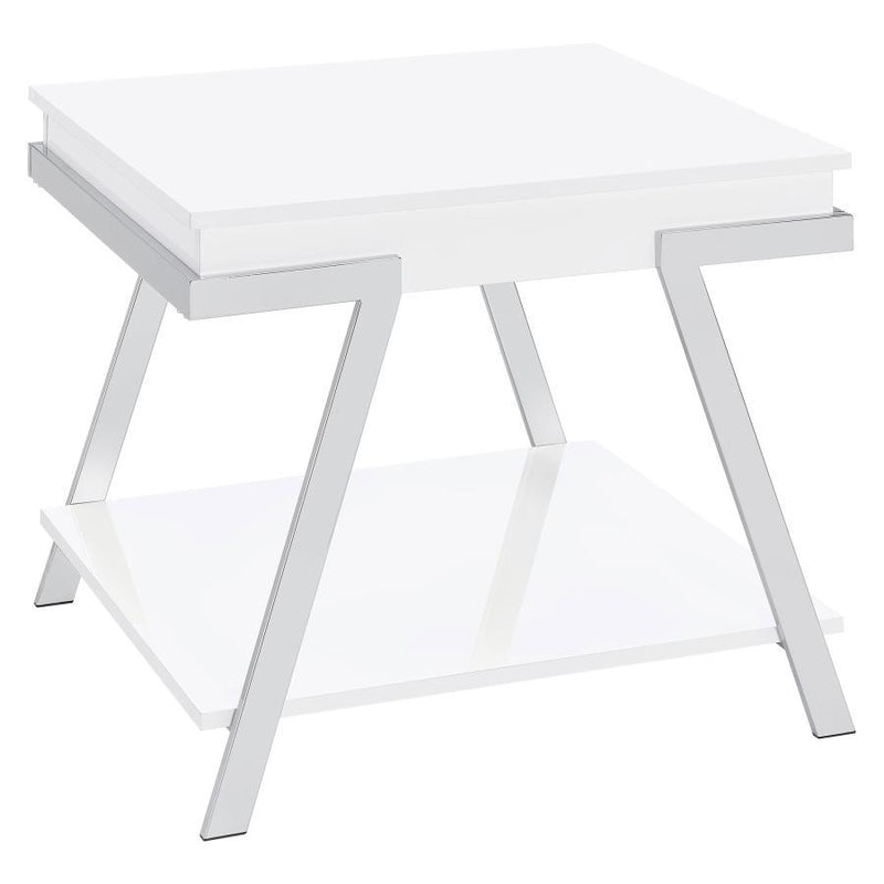 Marcia - Rectangular Side End Table - White High Gloss