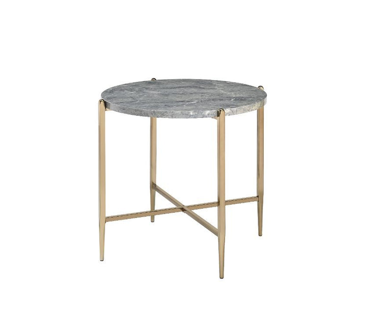 Tainte - End Table - Faux Marble & Champagne Finish
