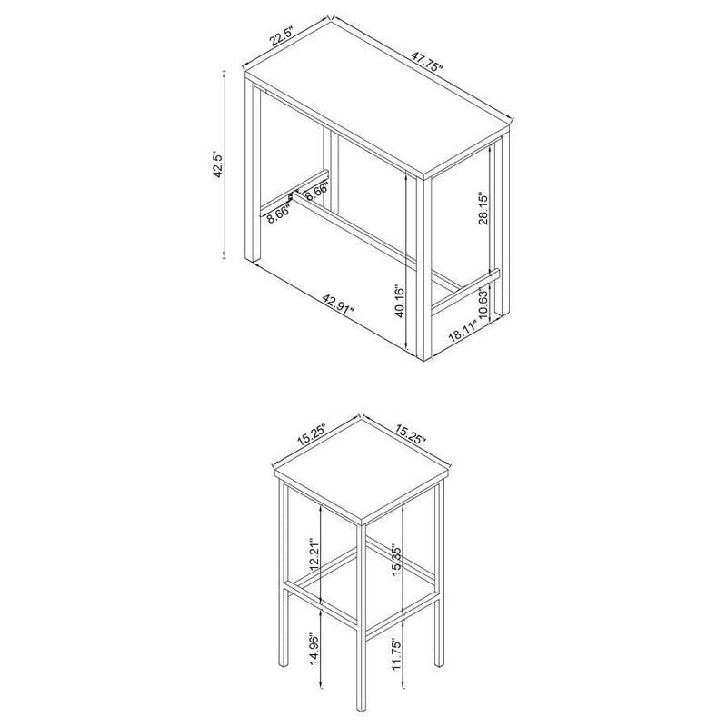 Natividad - 5 Piece Pub Height Bar Table Set - White High Gloss