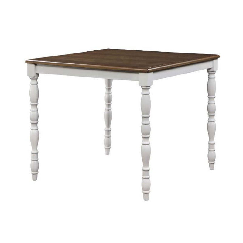 Bettina - Counter Height Table Set (5 Piece) - Beige Fabric, Antique White & Weathered Oak