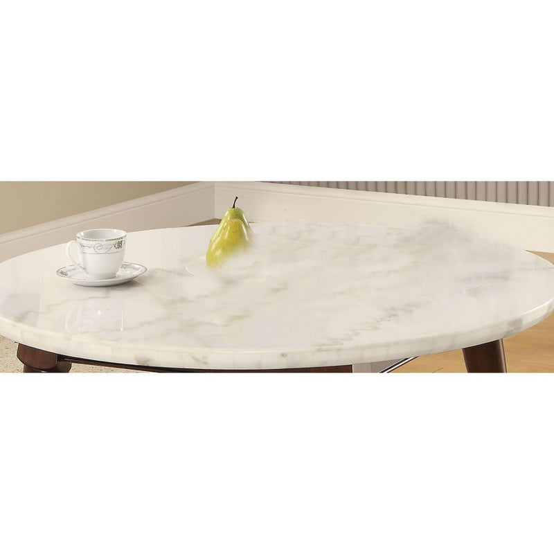 Gasha - Coffee Table - White Marble & Walnut