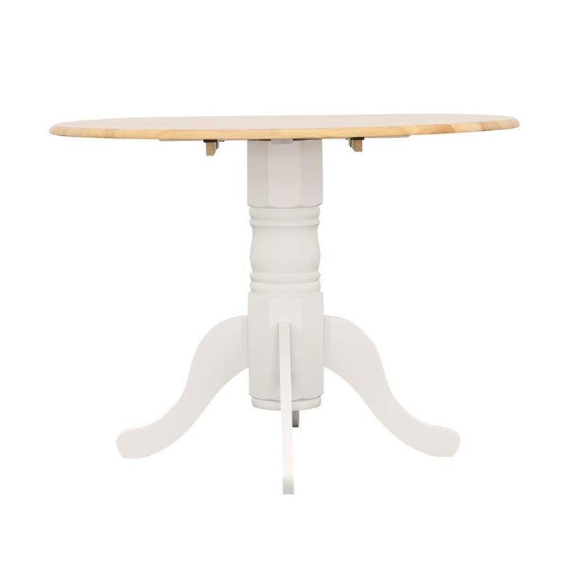 Allison - Drop Leaf Round Dining Table - Natural Brown and White