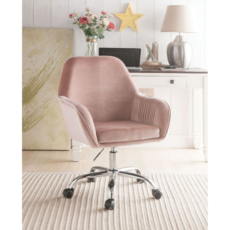 Eimer - Office Chair - Peach Velvet & Chrome